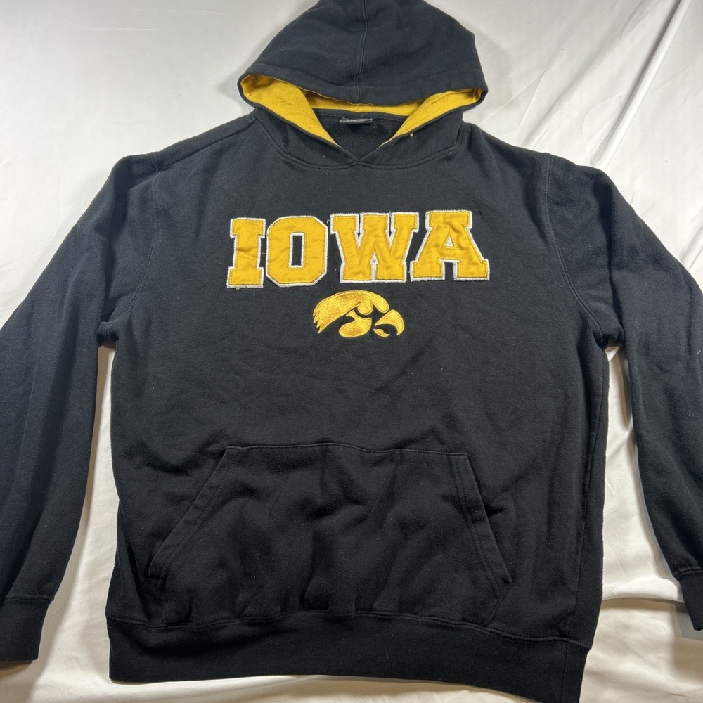Iowa Hawkeyes Sweatshirt Mens L Black Hoodie University Colosseum Pocket